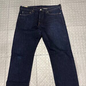 J Crew 770 Straight Leg Fit Stretch Selvedge Jeans 35 32 Rigid Blue